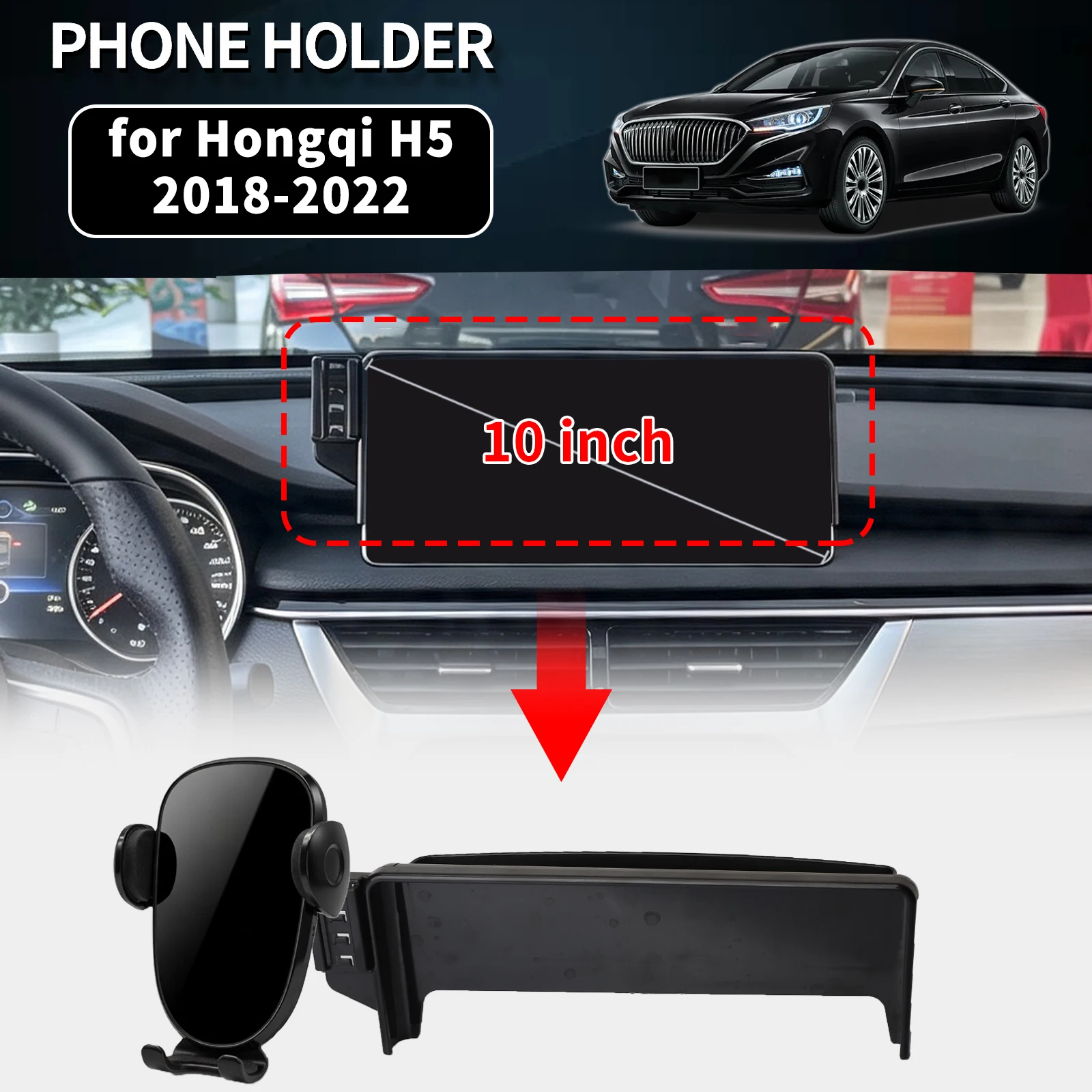 for Hongqi H5 10inch 2018 2019 2020 2021 2022 LHD Vehicle-Specific Phone Holder Mount Car GPS Stand Easy Fix Auto Accessories