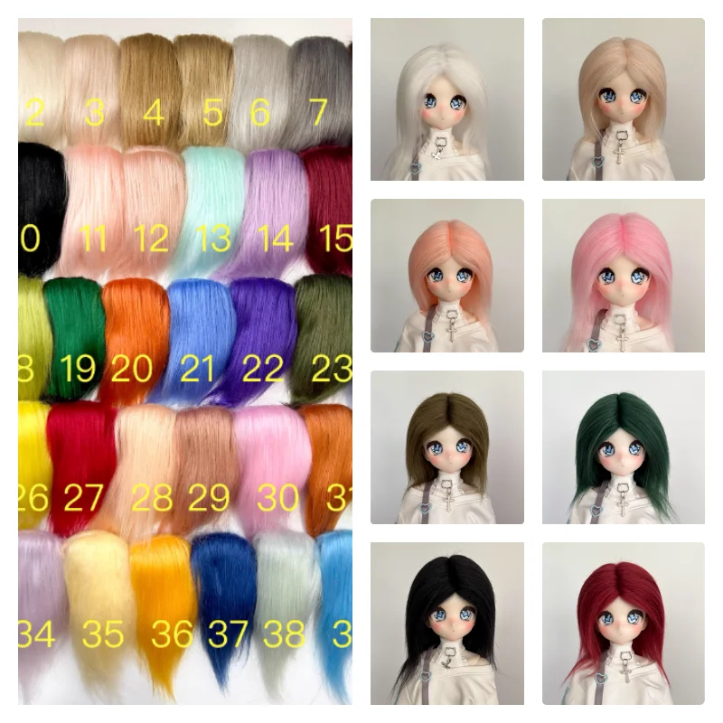 Nowa Peruka Futrzana dla Lalki BJD 1/6 1/4 1/3, Wielokolorowe Peruki Futrzane, Akcesoria dla Lalek (Bez Lalki)