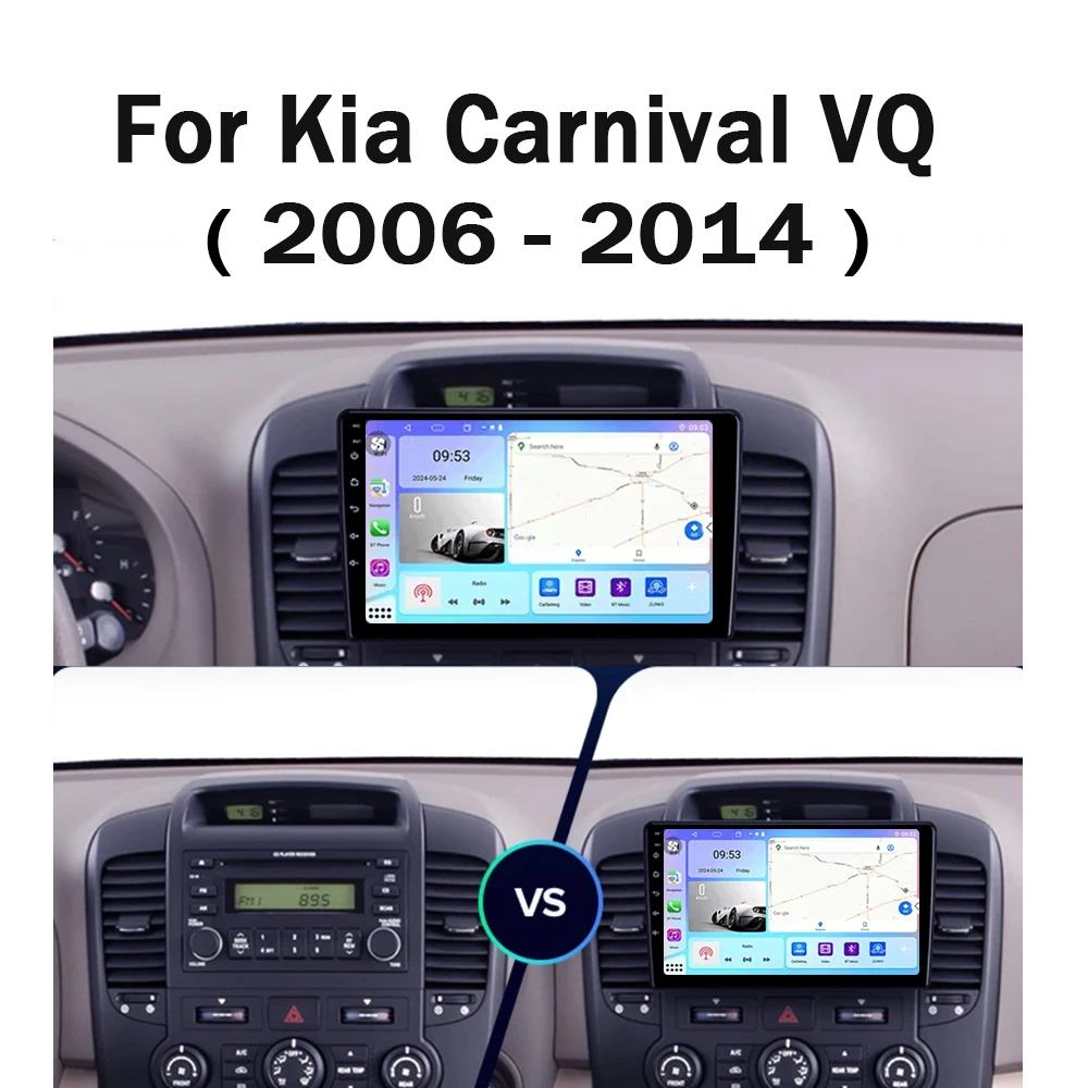 Android 14 For KIA Carnival VQ 2006 - 2014 2K QLED Android Car Radio Multimedia Video Player GPS Stereo CarPlay 4G Head Unit