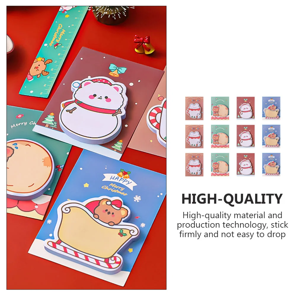 12 Pcs Note Paper Message Christmas Sticky Notes Student Classified Memo Stickers Decors