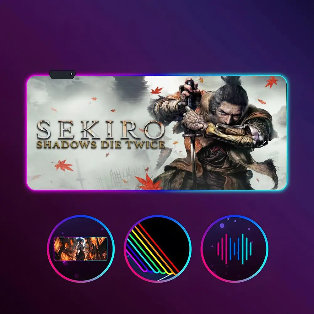 

Sekiro Shadows Die Twice Mouse Pad RGB Luminous 900X400mm Large Table Mat Non-slip Extra Large Game Office Mouse Pad