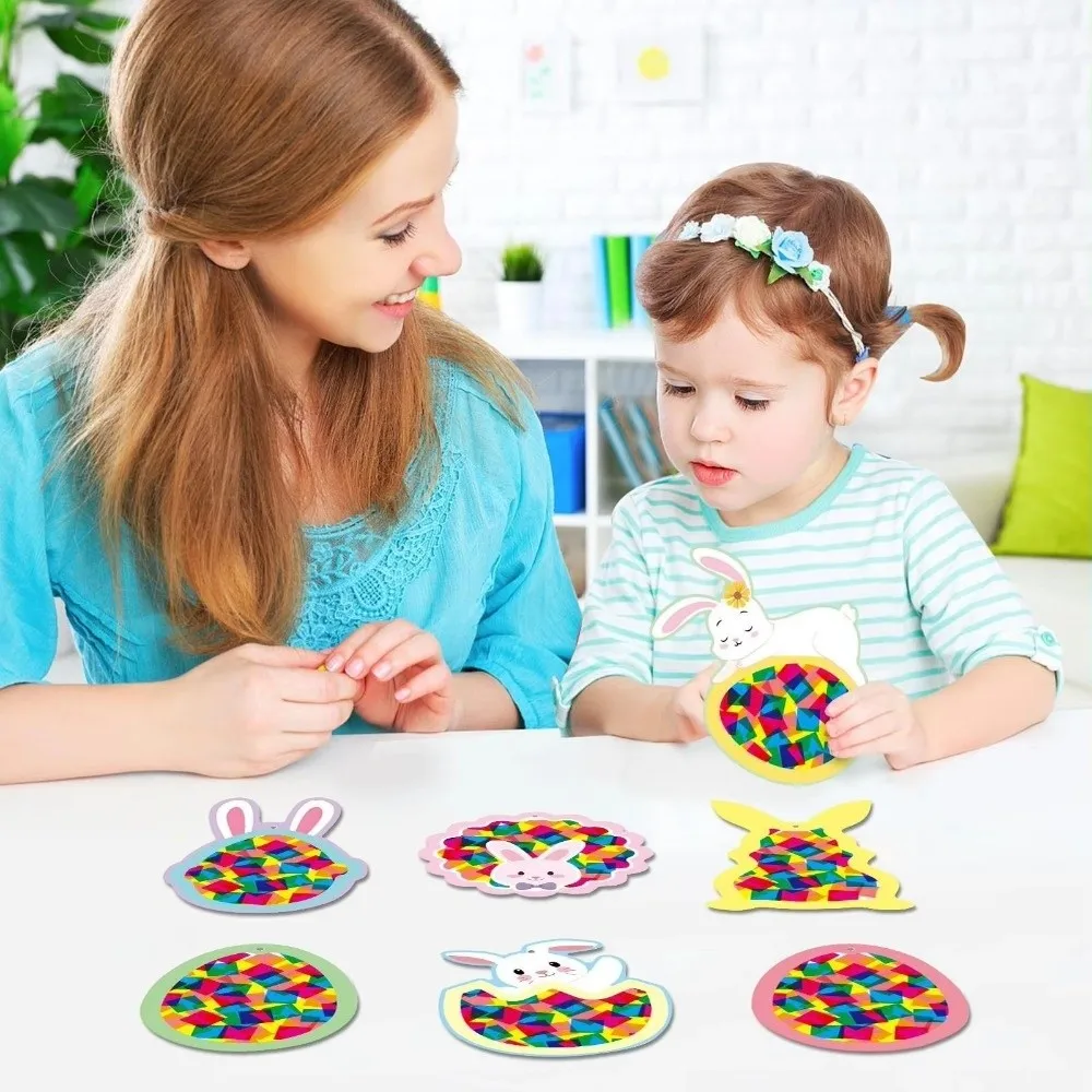 Kit de corte de papel criativo treinamento habilidade educacional artesanal suncatchers artesanato interativo portátil decoração páscoa