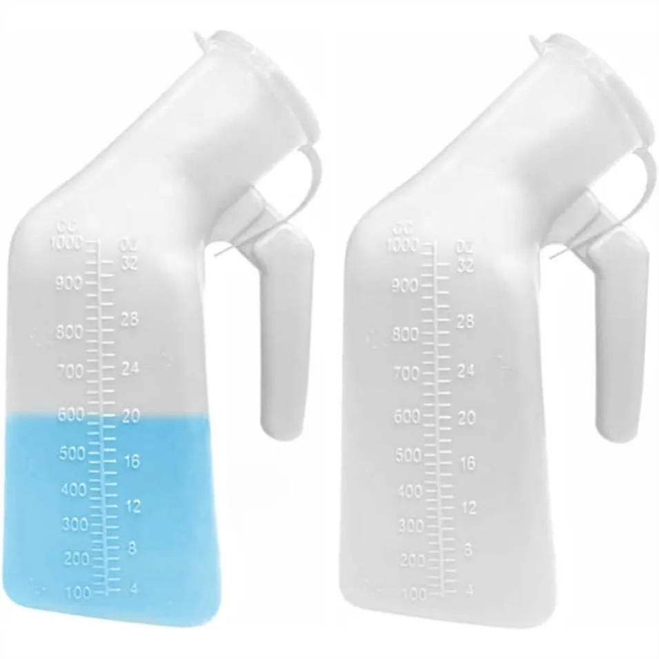 

Thick Firm Male Urinal Bottle with Lid 32oz/1000mL Pack of 2 for Bedridden Travel Camping