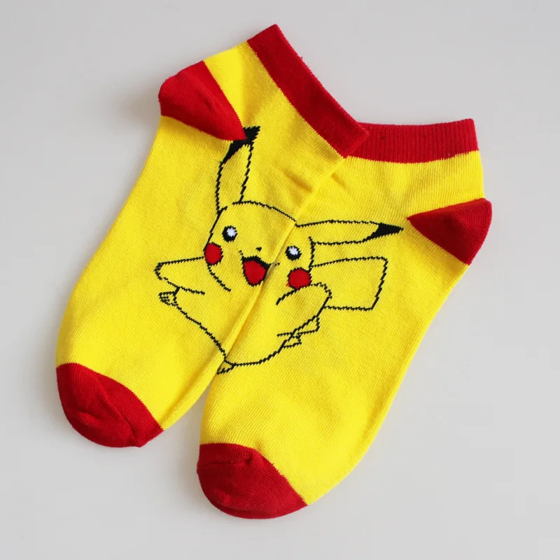 1pair Pokemon Action Figure Pikachu Snorlax Eevee Raichu Anime Peripheral Cotton Printed Boat Socks Adult Socks Birthday Gifts