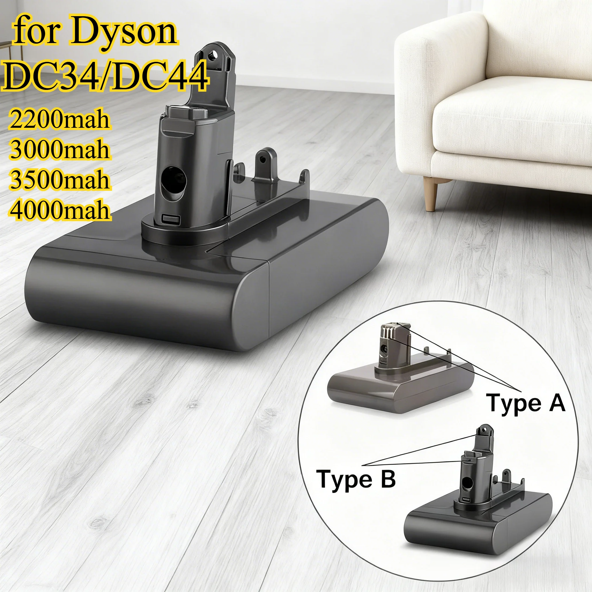 

4000mAh Replacement Battery for Dyson DC34/DC44 Vacuum Cleaner 22.2V Li-ion Battery Pack Overcharge Protection