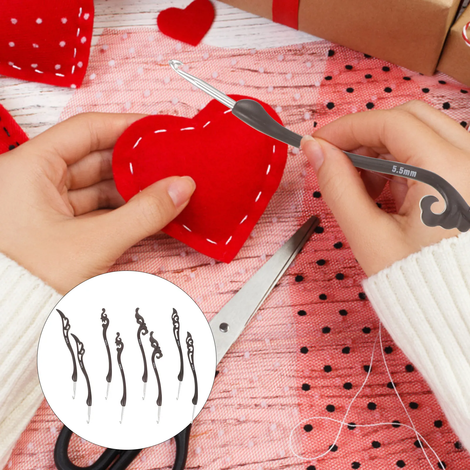 8 قطعة مجموعة خطاف كروشيه الألومنيوم البلاستيك قبضة مريحة مثالية ل الغزل الحرف النسيج البلوزات القبعات قفازات DIY بها بنفسك #5