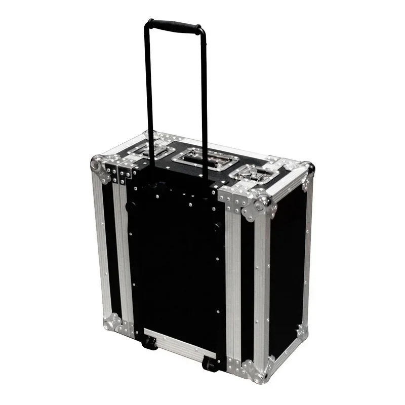 2024 New Aluminum Aviation Flight Road 4u Deluxe Amplifier Rack Case with Pull-Out Handle and Wheels Laminated Plywood Case