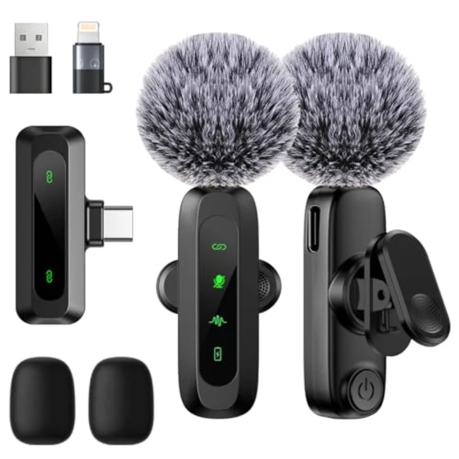 

Wireless Lavalier Microphone for iPhone 1516 Android Phone Tablet PC USB TypeC Mini Mic with Noise Reduction Auto Pairing Mute