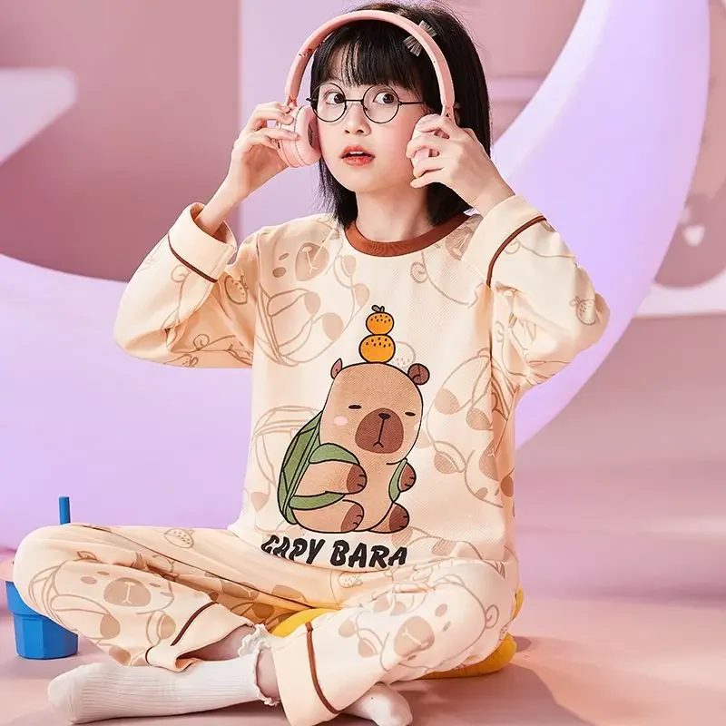 

Girls Boys Kawaii Sanrio Anime Kuromi Children Long Sleeve Casual Pajamas Spring Autumn Cute Cartoon Fashion Hoodie Pants Gifts