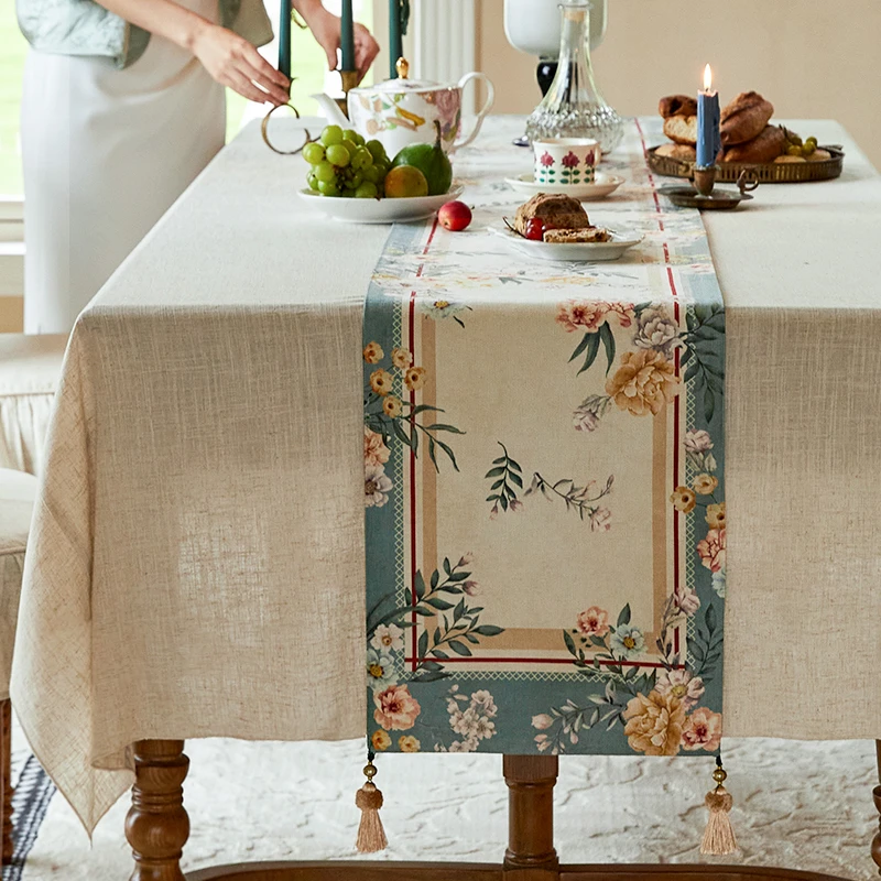 

Flower Table Runner Bed Flag Retro Chinese Table Decor Tablerunner Atmosphere Tea Flag Bucket Cabinet Coffeetable Tablecloth