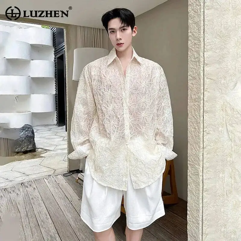 

LUZHEN 2026 New High Quality Embroidery Three-dimensional Long Sleeve Shirts Men's Fashion Original Loose Elegant Tops JY6944