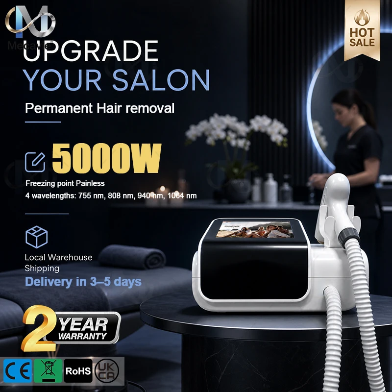 Mini Professional 4000W Diode Laser Hair Removal 755nm 808nm 1064nm Painless Permanent Cooling Handle