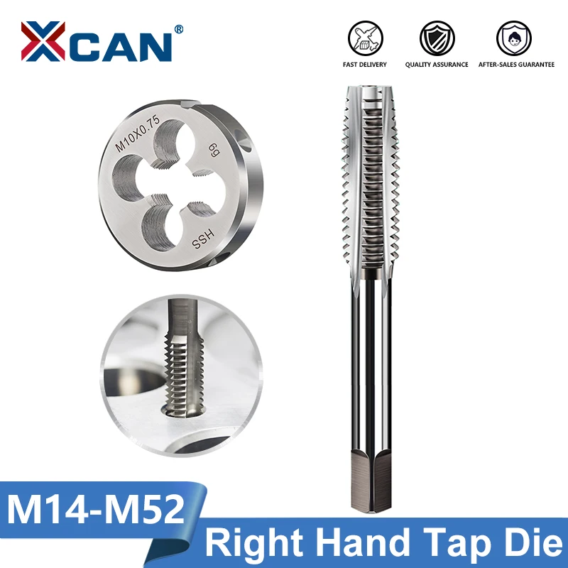 XCAN Right Hand Thread Tap and Die M14-M52 Metric Tap Die Large Size Machine Plug Tap Drill Bit Screw Threading Tapping Tools