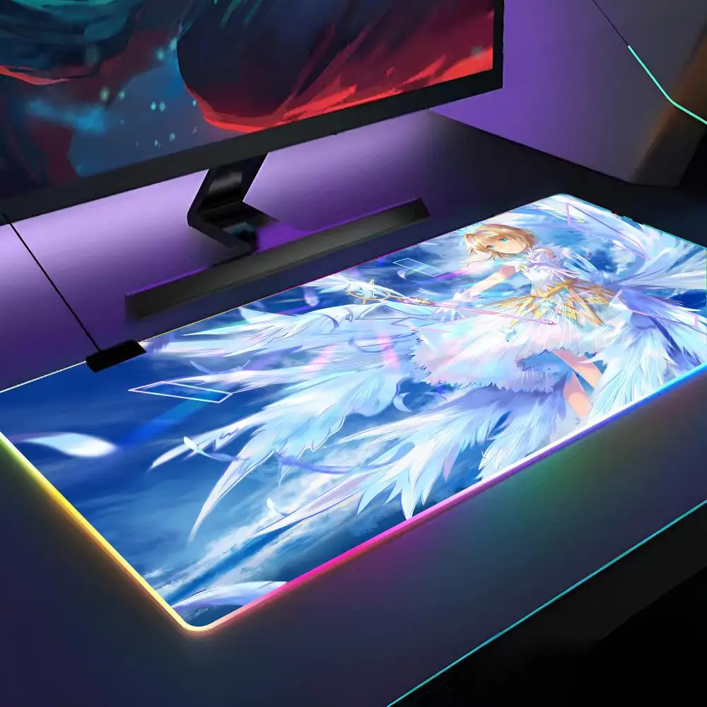 

Cartoon Card Captor SAKURA Mouse Pad RGB Backlit Mouse Pad Laptop Mouse Pad Laptop Gamer Computer Desk Gaming Accessories