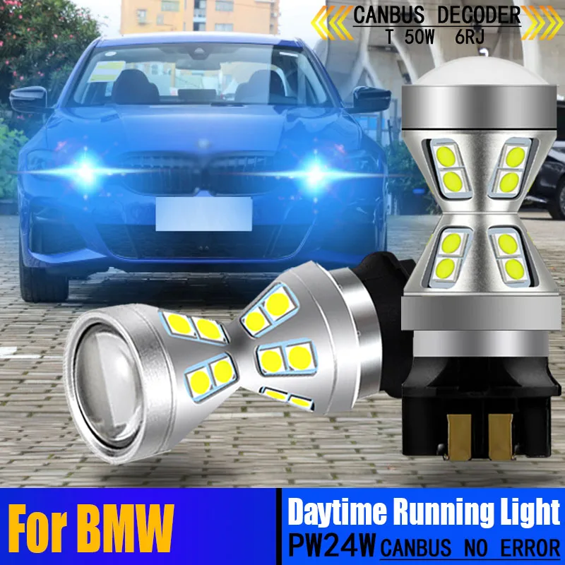 2PCS Headlight DRL White Canbus Error Free PW24W Ice Blue LED Daytime Running Light Bulbs For BMW 3 Series F30 F31 F34 2012-2015