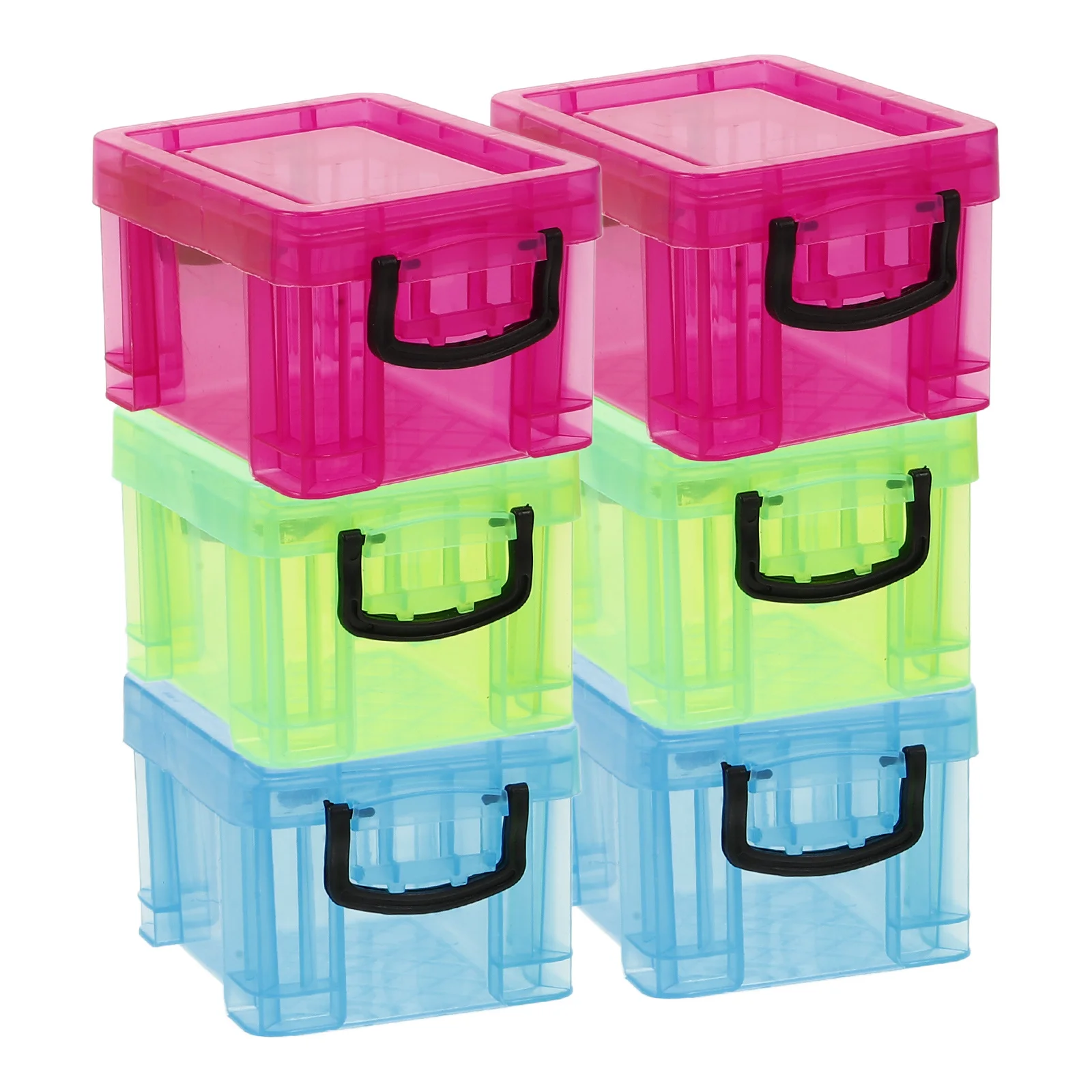 

6Pcs Mini Storage Box Compact Plastic Container with Lid for Desktop Organization Home Office School Essentials Holder