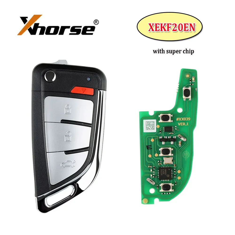 

Xhorse XEKF20EN Супер нож для дистанционного ключа типа 4 кнопки Встроенный суперчиповый автомобильный дистанционный ключ для VVDI Key Tool Английская версия