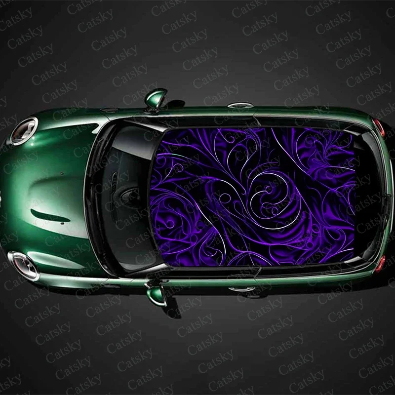 

Floral Swirl Pattern Car Roof Sticker Wrap Racing SUV Accessories Packaging Painted PVC Custom Car Graphic Decal