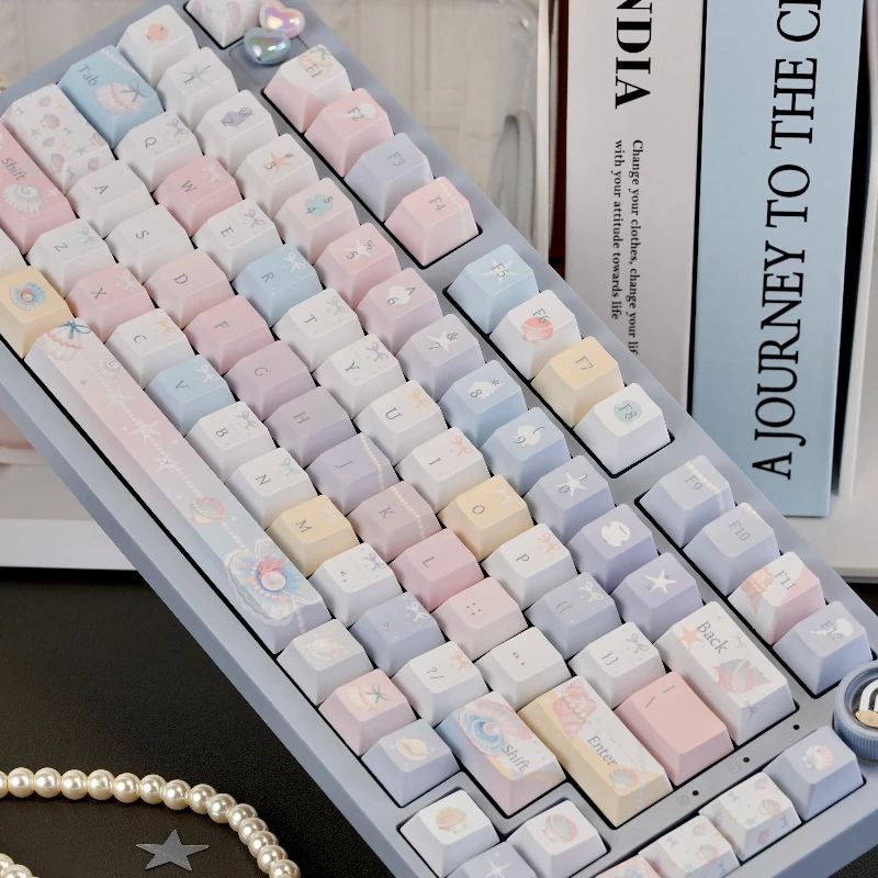 Jellyfish Theme Keycaps PC Frosted Transparent Keycap PBT Cherry Profile Custom Keyboard Caps for Mechanical Keyboard Cute Gift