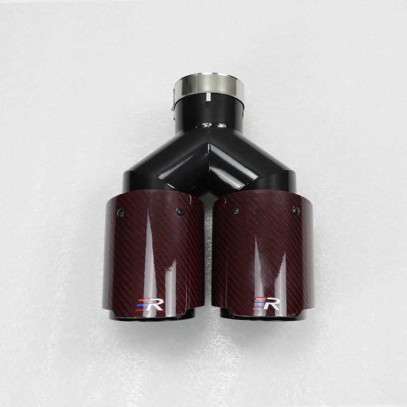 1PCS Universal Glossy Carbon Fiber Upgrade Stainless Steel Auto Exhaust Tips car accsesories Exhaust Racing Dual tips