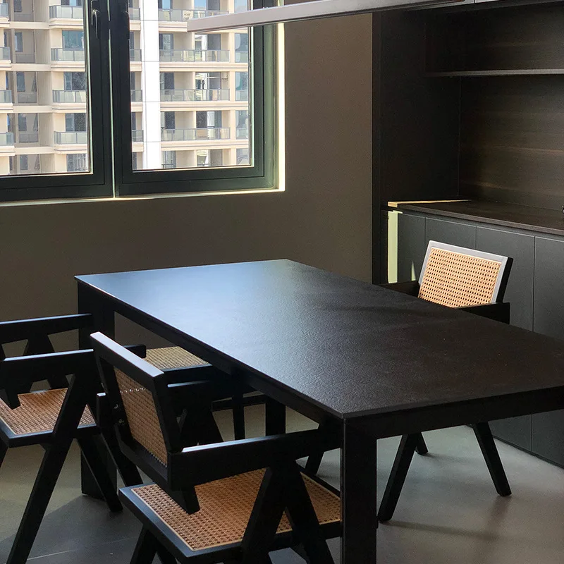 

Italian minimalist rock slab dining table meeting table rectangular modern household small apartment