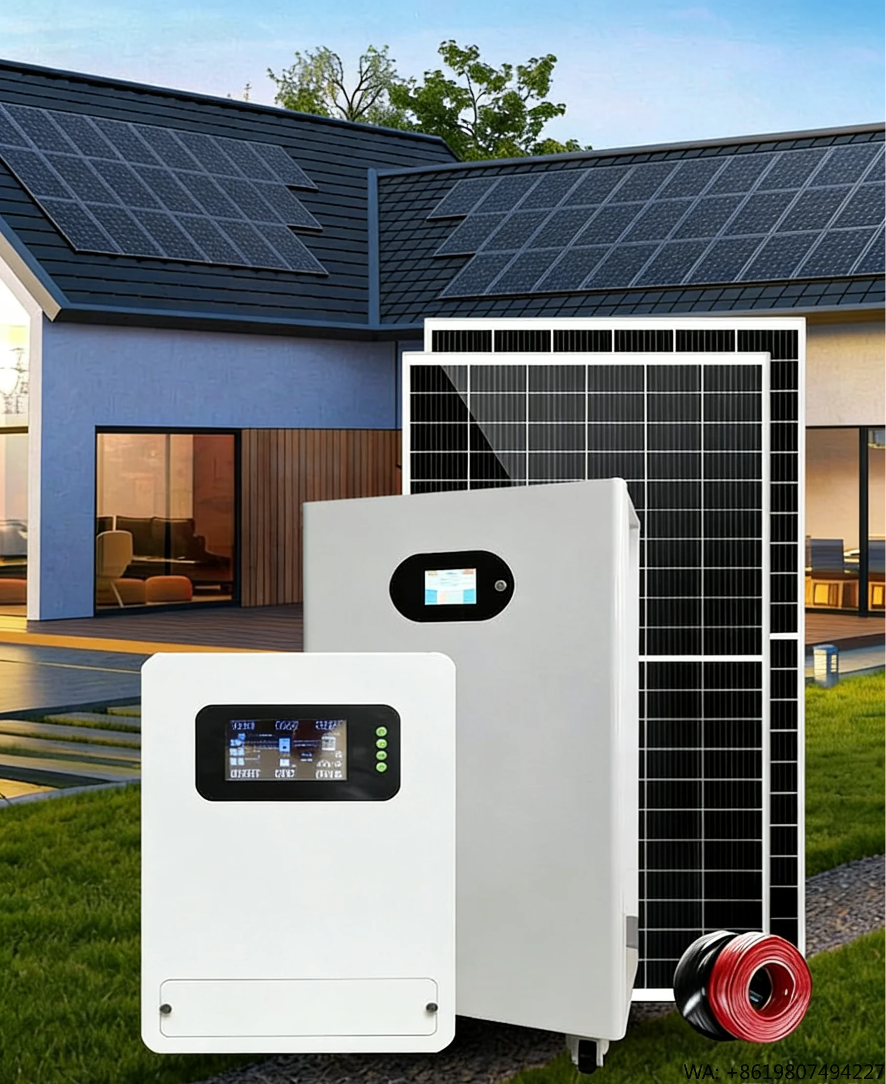 10KWh LiFePO4 Home Energy Storage System 51.2V Battery Pack All in One Hybrid PV Solar Kit CE