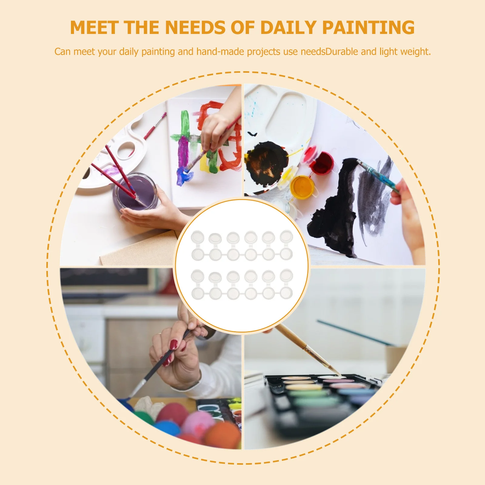 

40pcs Empty Paint Pots 6 In 1 Plastic Storage Containers Clear Mini Paint Cups For Painting Supplies Pigment Cosmetics Glitter