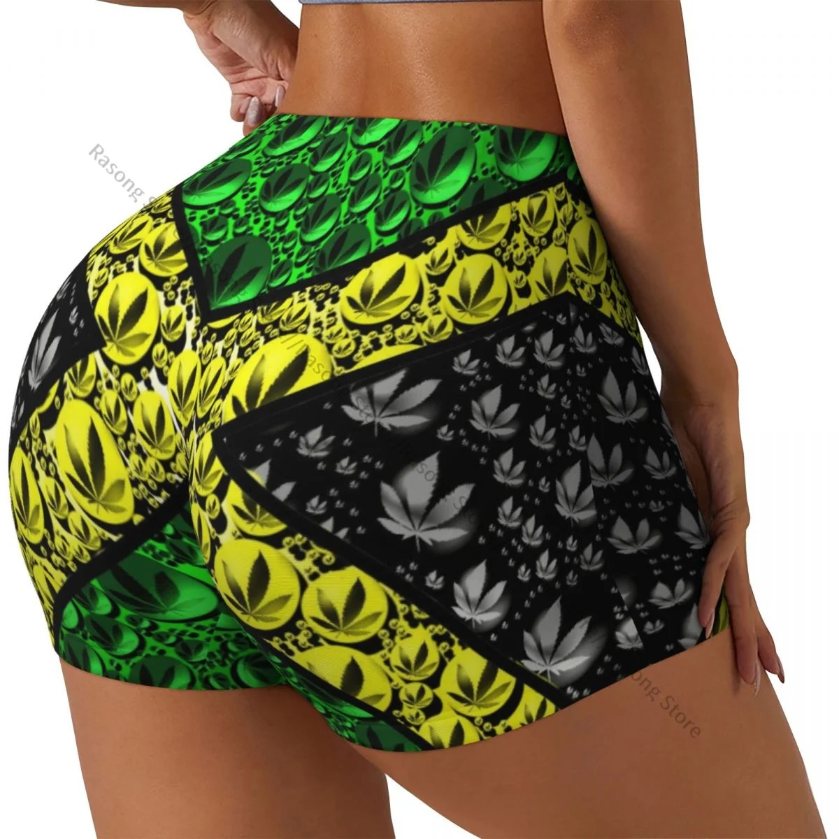 

Spandex Yoga Shorts for Women Jamaican Flag Workout Booty Shorts