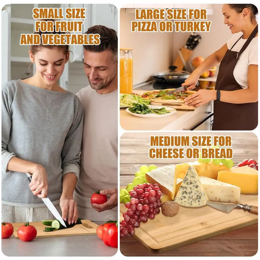 12-packs houten snijplanken set met handgrepen graveren blanks keuken serveerschaal bulk voor groenten vlees pizza kaas 1