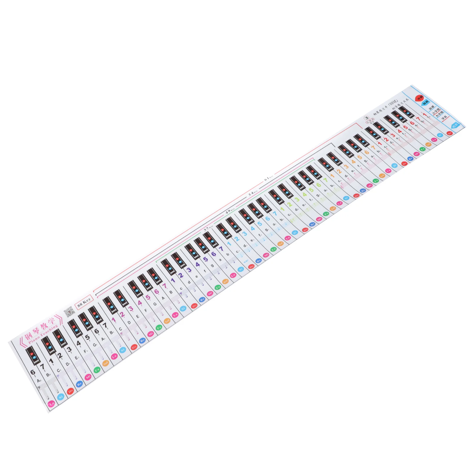 Handroll Practice Paper Piano Keyboard 88 Keys Stickers Letter Chart Standard Comparison Aid Note Finger Simulation