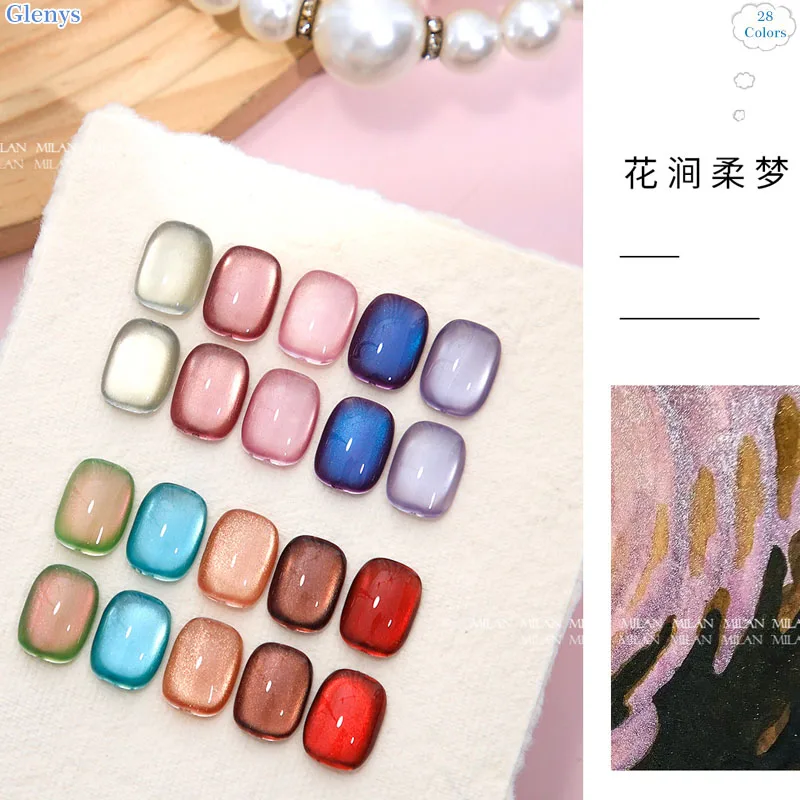 Glenys 28-Farben-Nagellack, Netzrot, beliebtes Einweichgel, superweißende Atmosphäre, Laman-Farbkarte, Nagelstudio, Klarmantel-Set