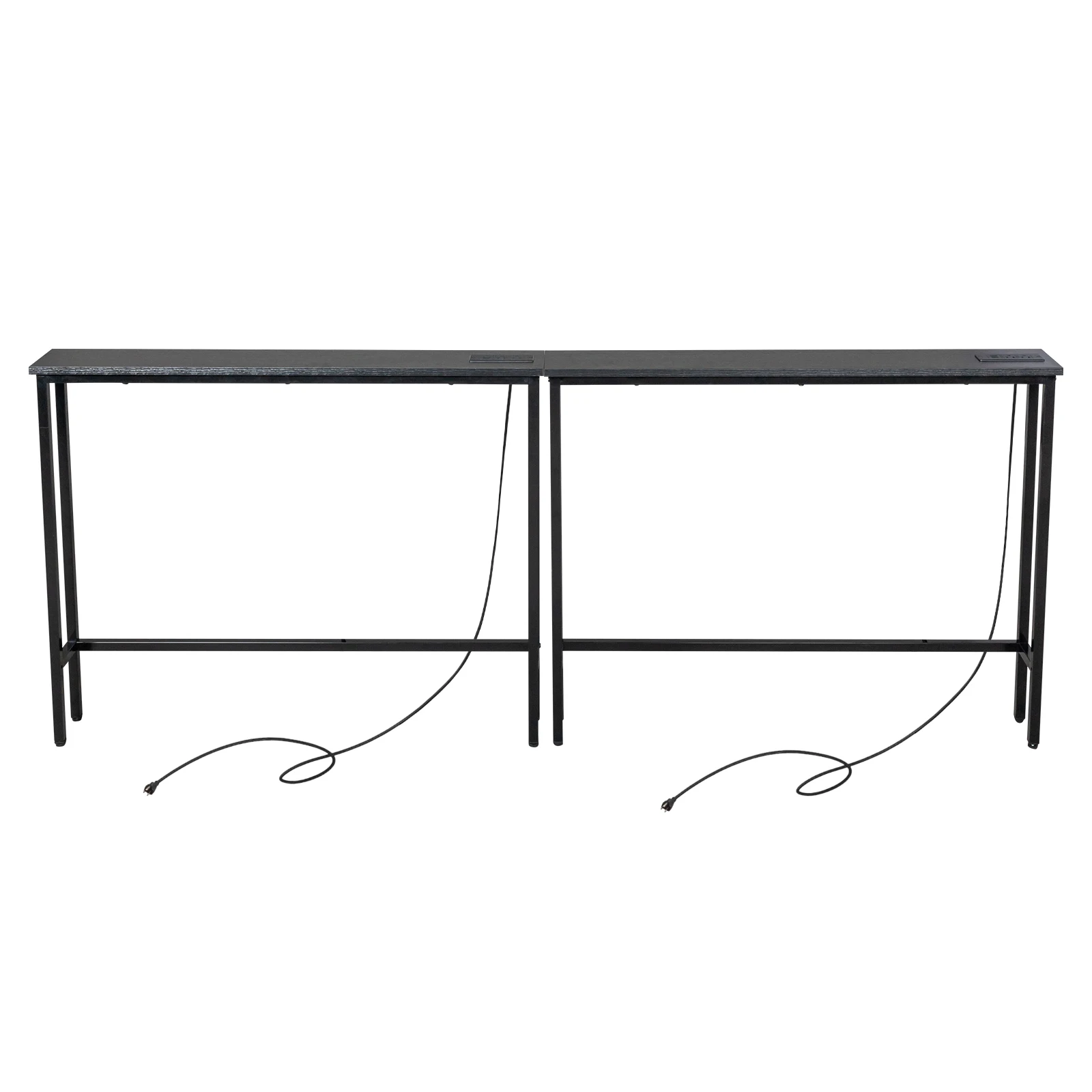 

2 Pack 39.4" Narrow Console Sofa Table with Power Outlets and USB Ports, Long Couch Table with Metal Frame and Charge Station