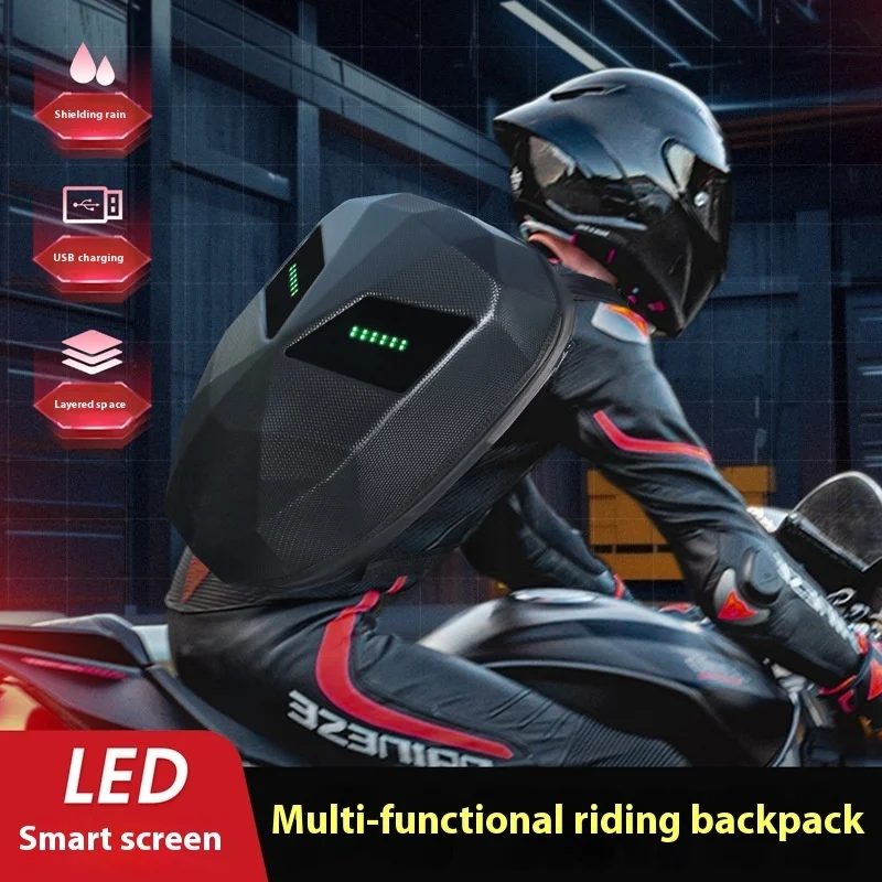 Motorcycle Riding Waterproof Built-In Led Riding Massage Backpack Knight Bag Waterproof Travel For Men And Women Large Capacity