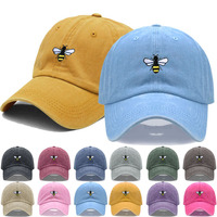 Embroidered Honeybee Baseball Caps for Men Women Retro Soft Washed Cotton Dad Hat Adjustable Snapback Cap Wholesale Dropshipping