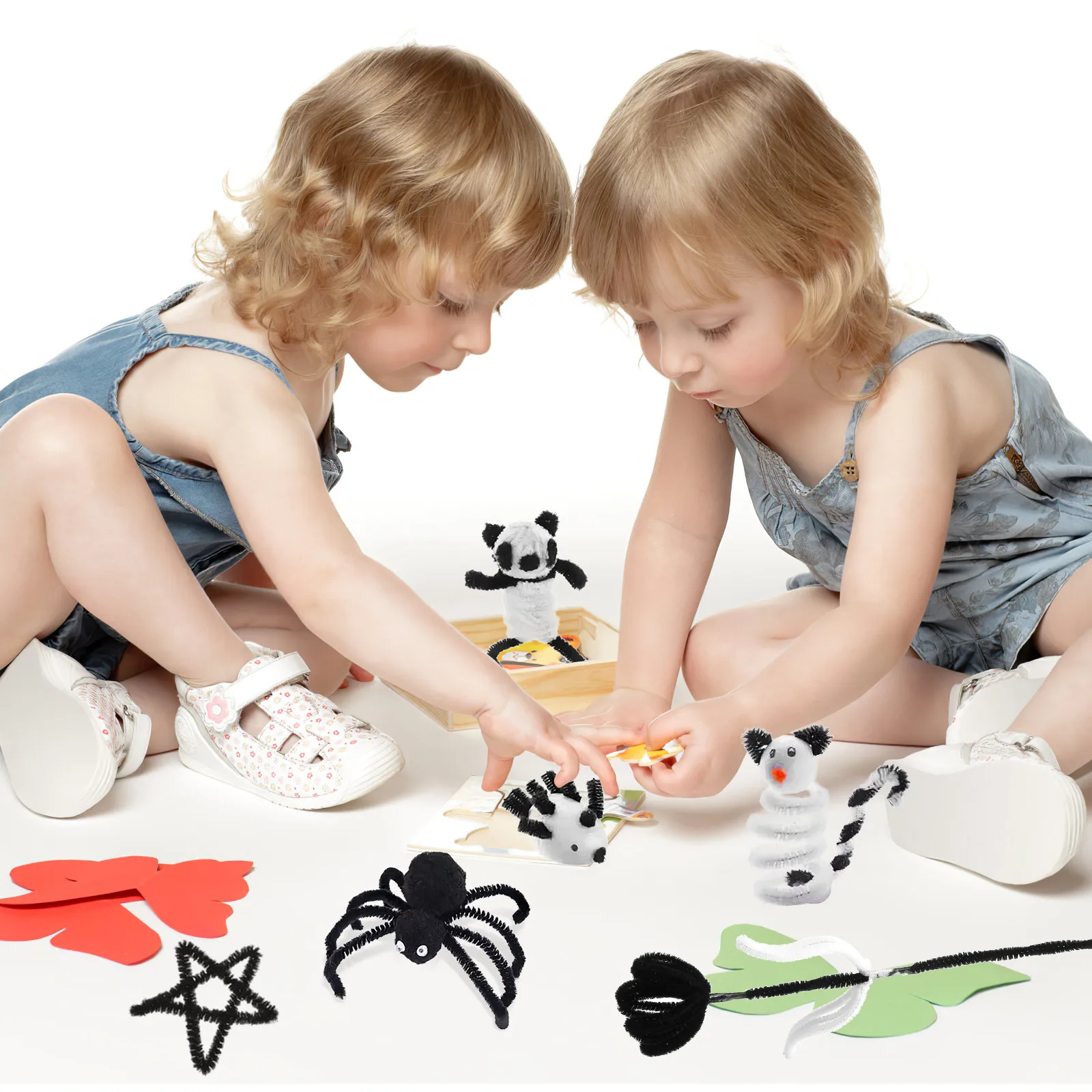 

200pcs Twisted Sticks Bendable Diy Craft Bars Handmade For Kids Soft Foldable Shape Wrap Decoration Birthday Gift Black+White