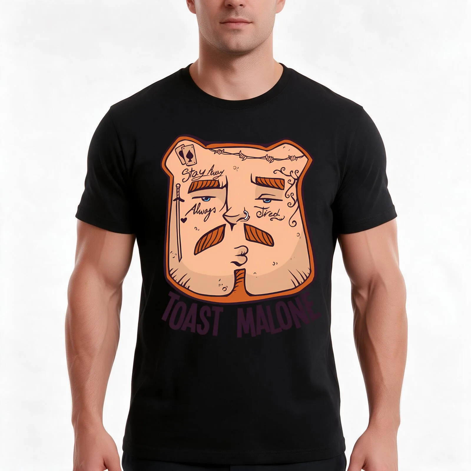 Toast Malone T-Shirt, Summer Casual Cotton Tee, Oversized Streetwear Tops, Vintage Graphic Print, Loose Fit Short Sleeve