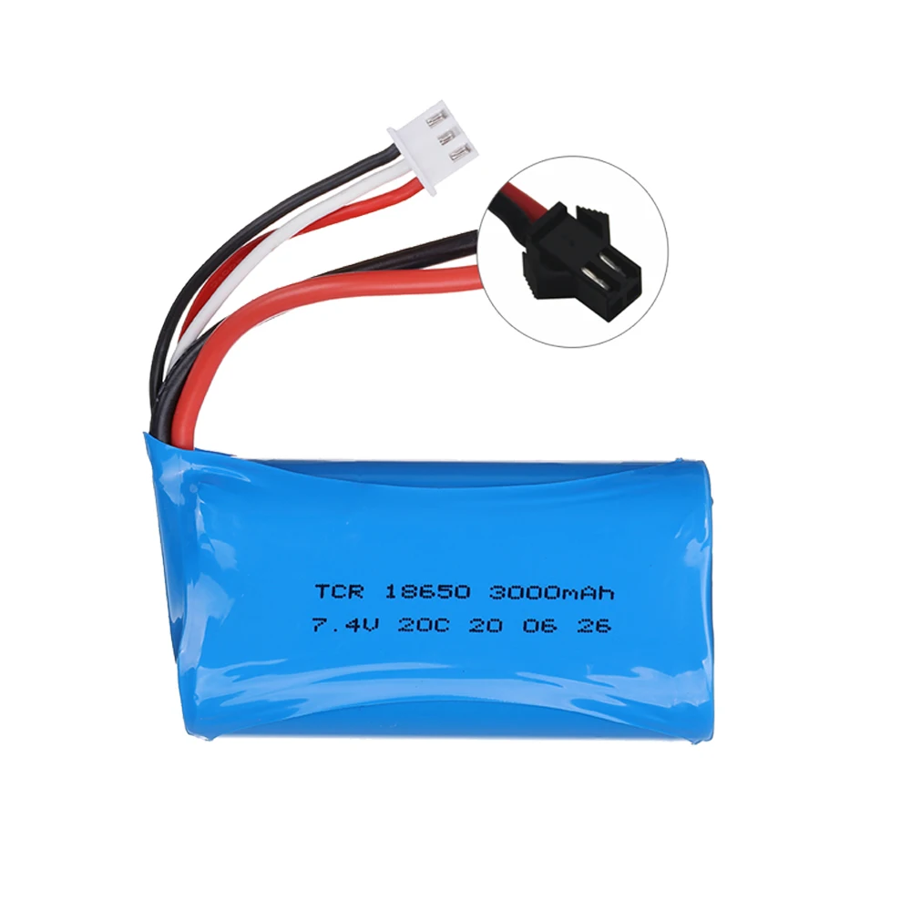 7.4V Lipo Battery for WPL MN99S D90 U12A S033g Q1 H101 3000mah/1500mah 7.4V 18650 Battery Rc Cars Tanks Boats Drones spare Parts