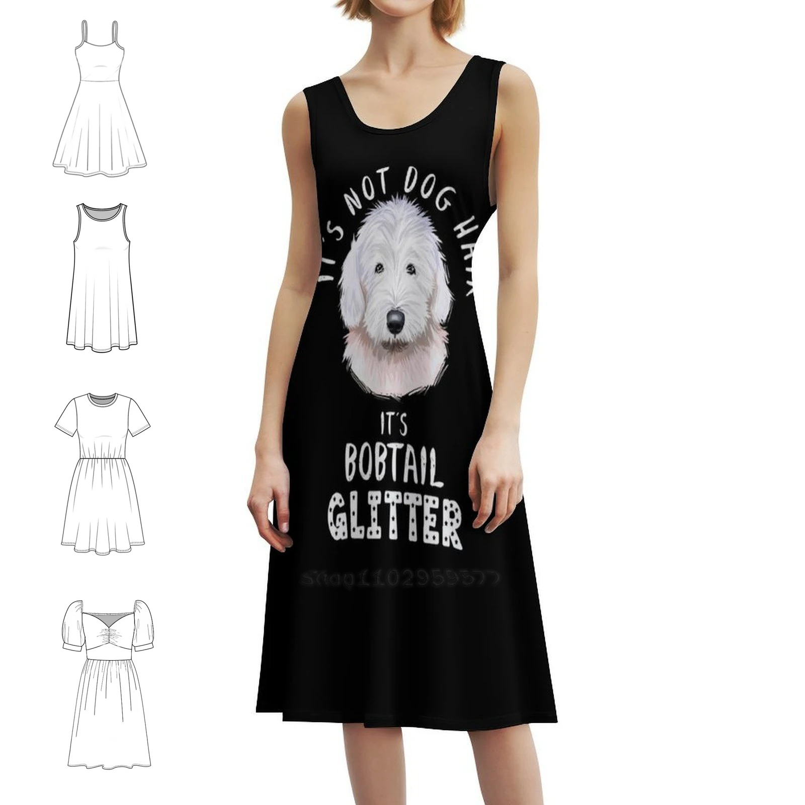 

It's Not Dog Hair It's Bobtail Glitter Funny Dog Quote Платье с цветочным принтом для женщин Весна Лето Повседневное платье для вечеринки