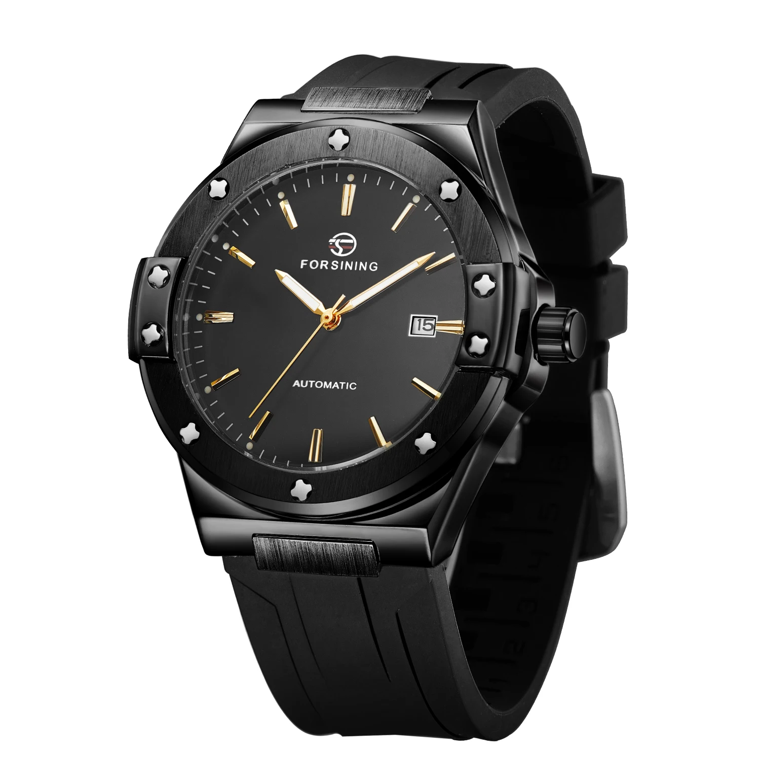 

FORSINING мужские автоматические механические часы роскошный светящийся календарь водостойкий модный силиконовый ремешок спортивные наручные часы