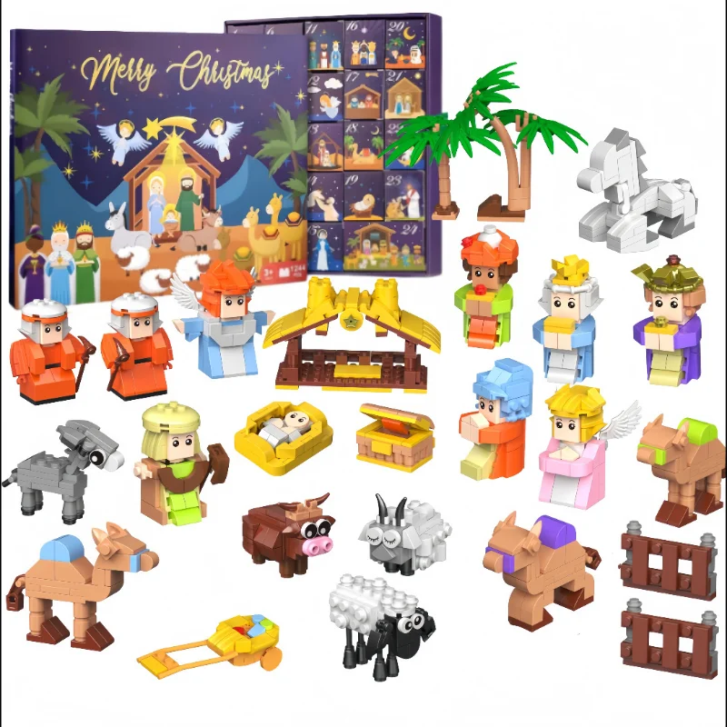 

DIY Рождественский адвент-календарь Слепая коробка Строительные блоки Иисус Кирпичи Игрушки Обратный отсчет Адвент-календари Подарки Рождественская вечеринка