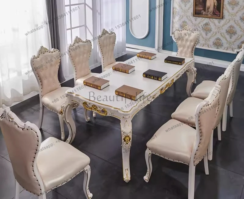 European dining table Solid wood rectangular table Simple fashion High-end atmosphere High grade