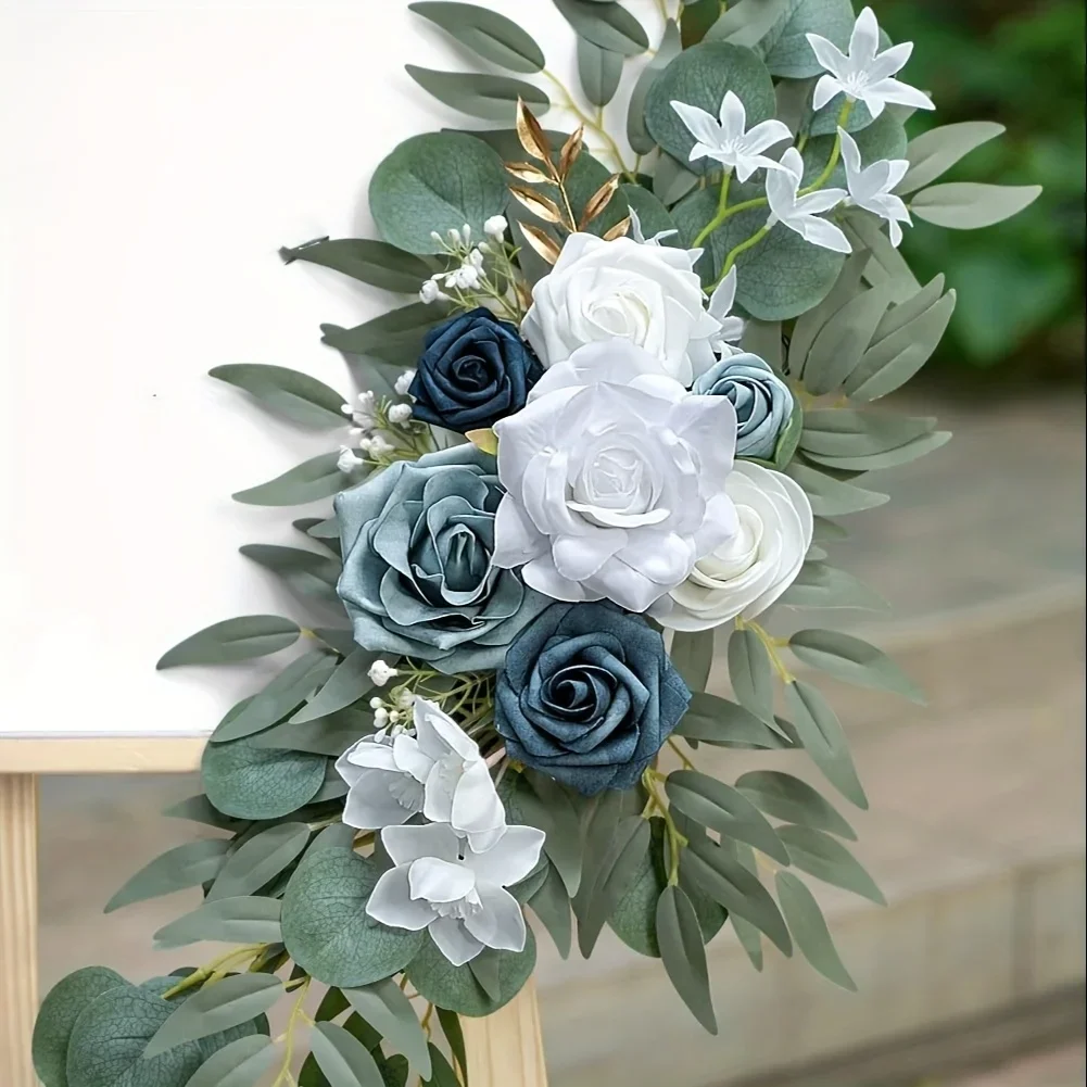 2 Stück Hochzeits-Willkommensblumen, kleine Bogenblumen, künstliche Blumen, Hochzeitsdekoration für Empfang und Hochzeitshintergrund – Detail 4