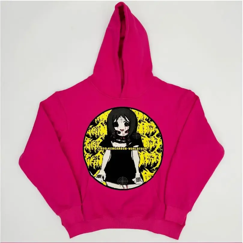 

2025 американский ретро розово-красный пуловер с капюшоном, персонализированная толстовка с длинными рукавами, персонализированная уличная одежда