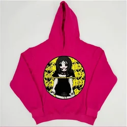 2025 American retro rose red pullover hoodie personalized long-sleeved sweatshirt sweatshirt personalized street wear