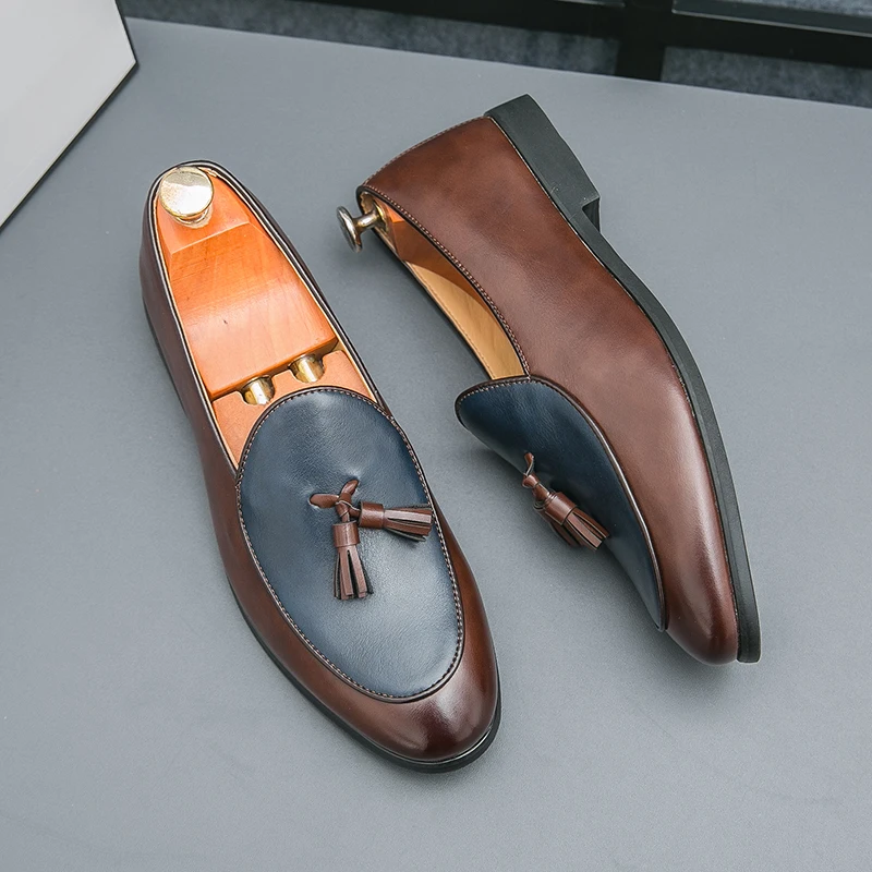 Fashion Tassel Formal Business Shoes Men Italy Luxury Mix-colours Moccasins Prom Dress Shoes Man Casual Loafers Party Flats