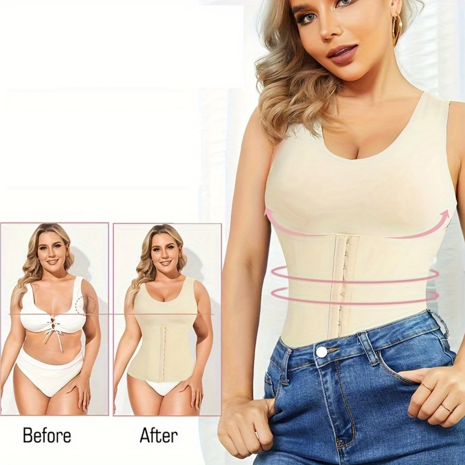 

Seamless Front Closure Waist Trainer Trimmer Belt, Breathable Tummy Control Compression Wrap Cincher, Women's Underwear & Shapew