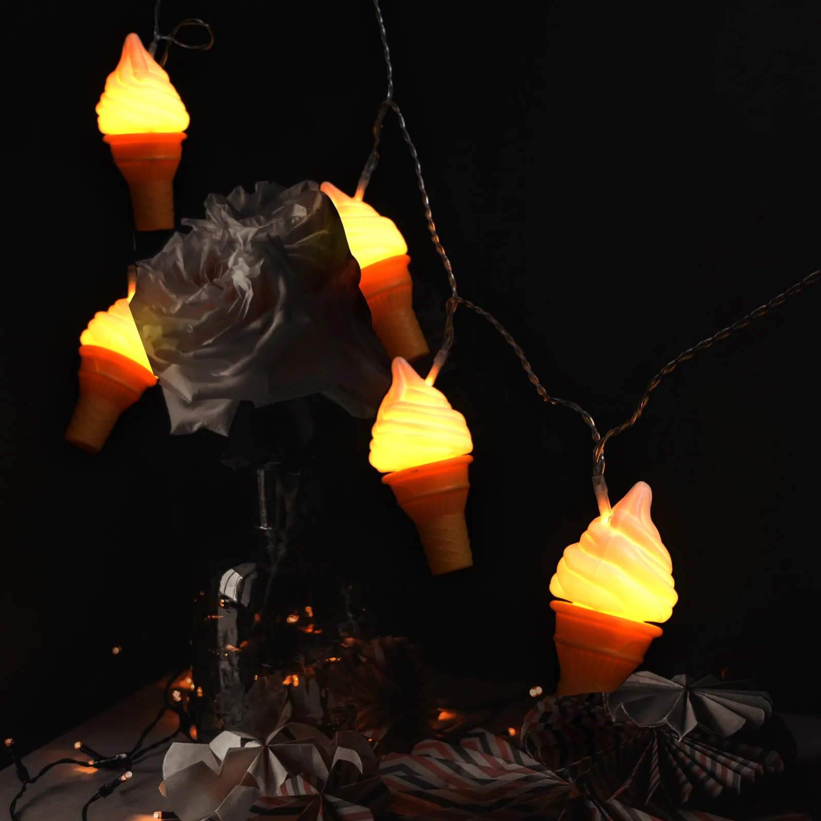

Cups Ice Cream String Lights Fall Decor Holiday Decorative Lamp Christmas Indoor Decorations