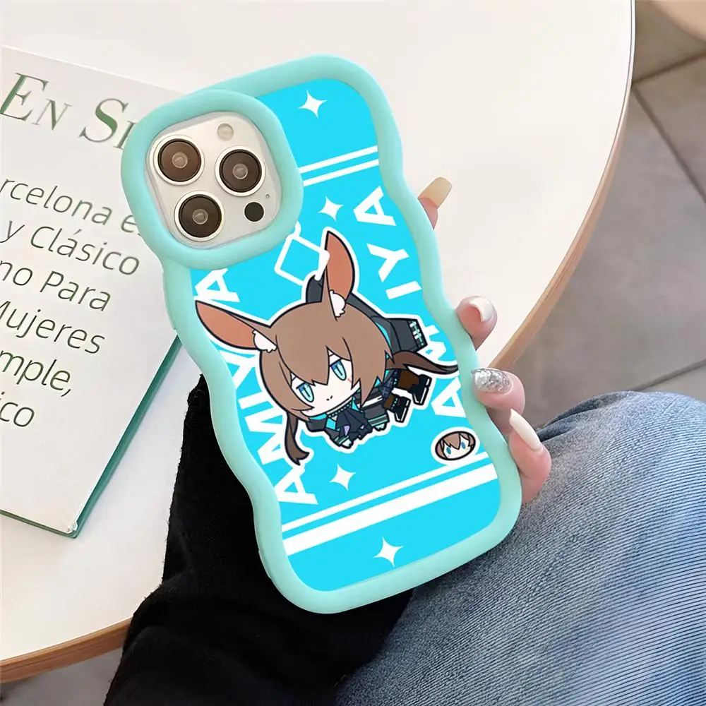 Anime Arknights Game Cute Q Version Operator Phone Case Blue Cute Girls New Wave Corners Macaron For IPhone 16 15 14 13 12 11