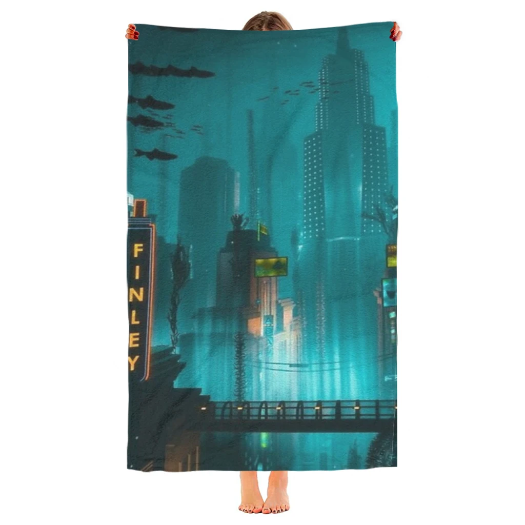 

Bioshock Drowned City Beach Towel Poncho Bathing Towels Cover-ups Quick Dry Sand Free Yoga Spa Gym Pool