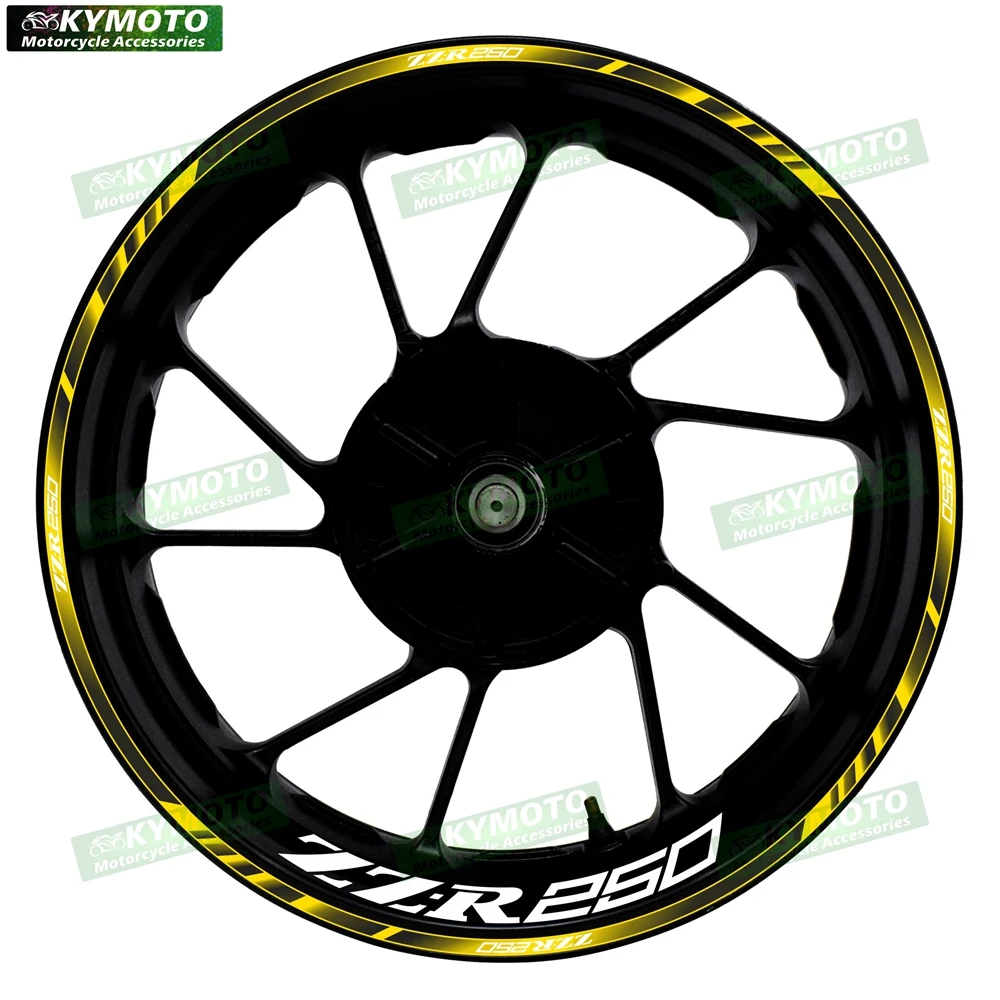 ل ZZ-R250 ZZR250 دراجة نارية الملحقات 17 بوصة العجلات الأمامية والخلفية الشارات هدية عجلة تعديل ملصقات عاكسة